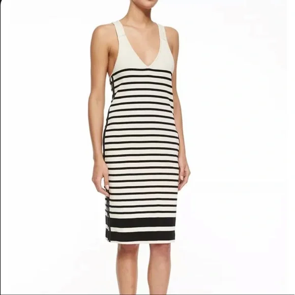 ribbed knit dress with buttons Sylvie Dress Cream